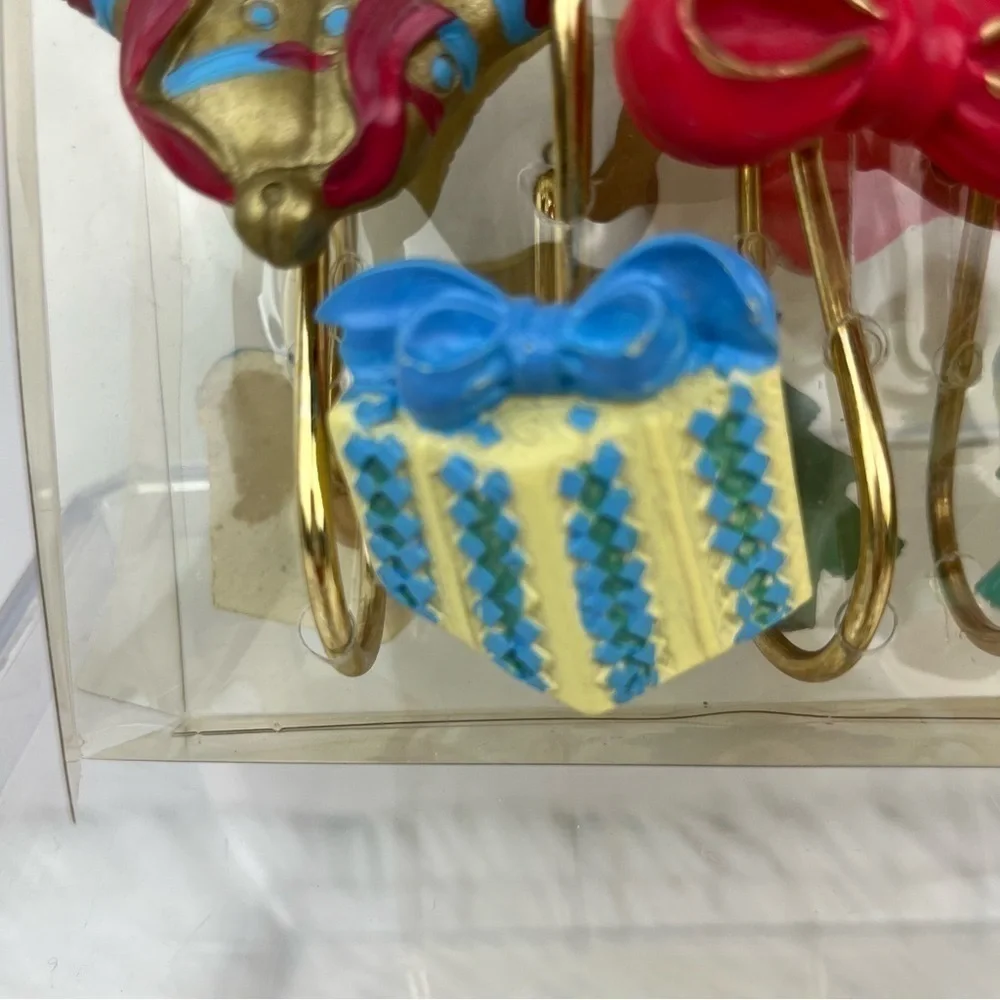 Set of 12 Christmas Shower Curtain Hooks Hand Painted Holiday Bathroom Decor